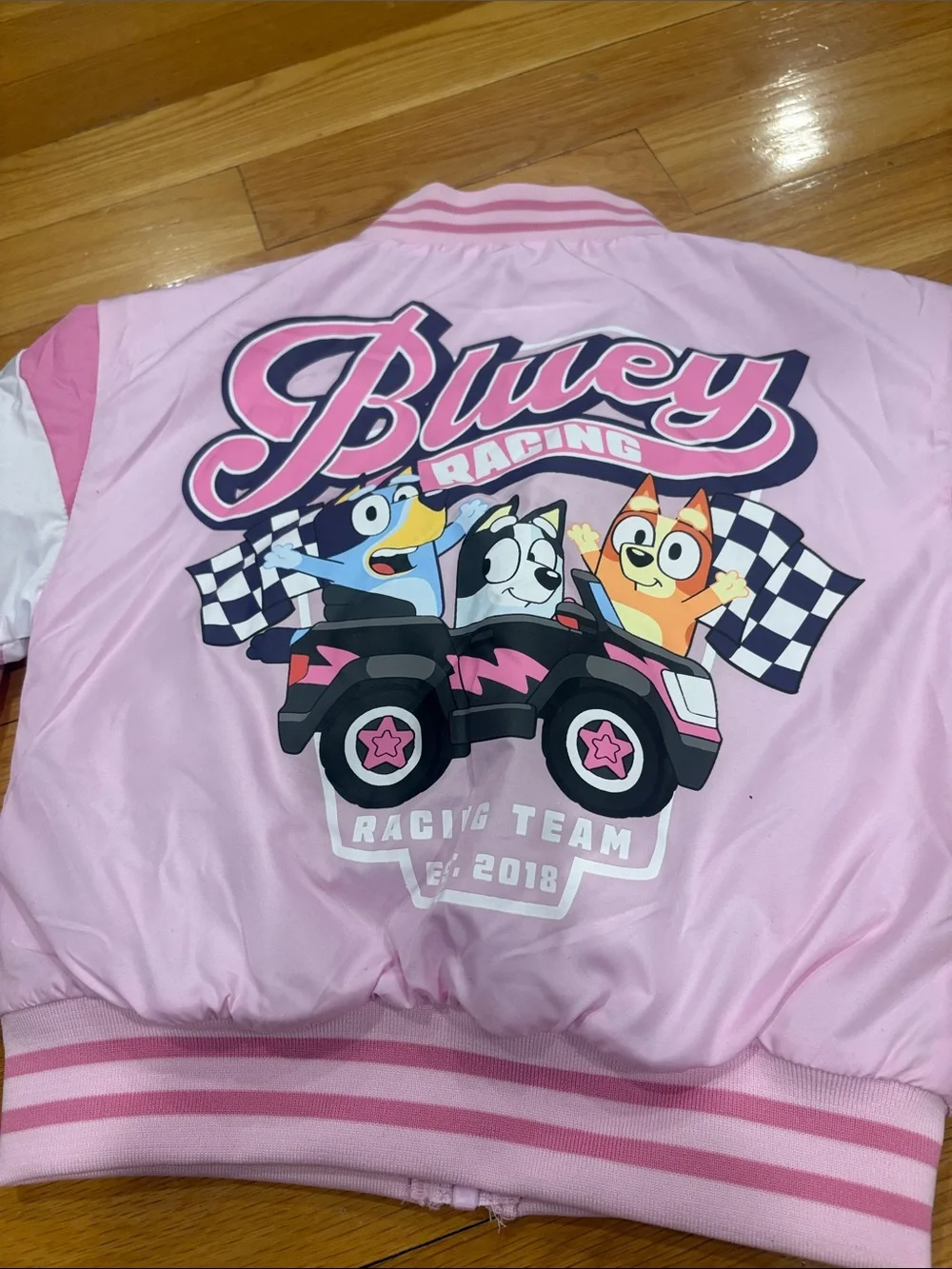 Bluey Pink Racing Club Girls Bomber Jacket - Picture 4 of 4